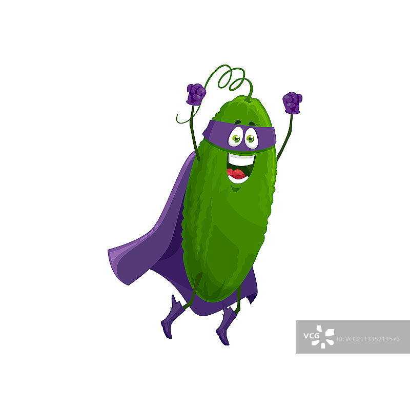 卡通黄瓜超级英雄隔离图标图片素材