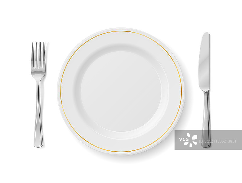 刀叉白色盘子俯视图图片素材