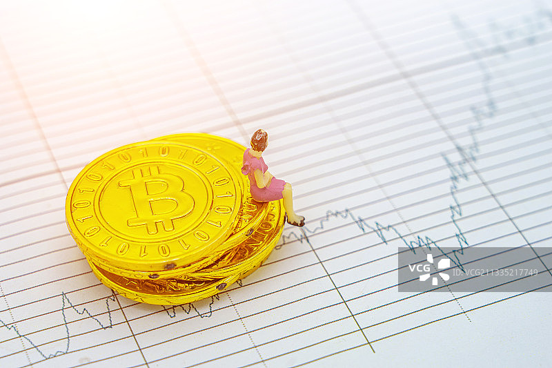 虚拟货币比特币交易行情走势概念图片素材