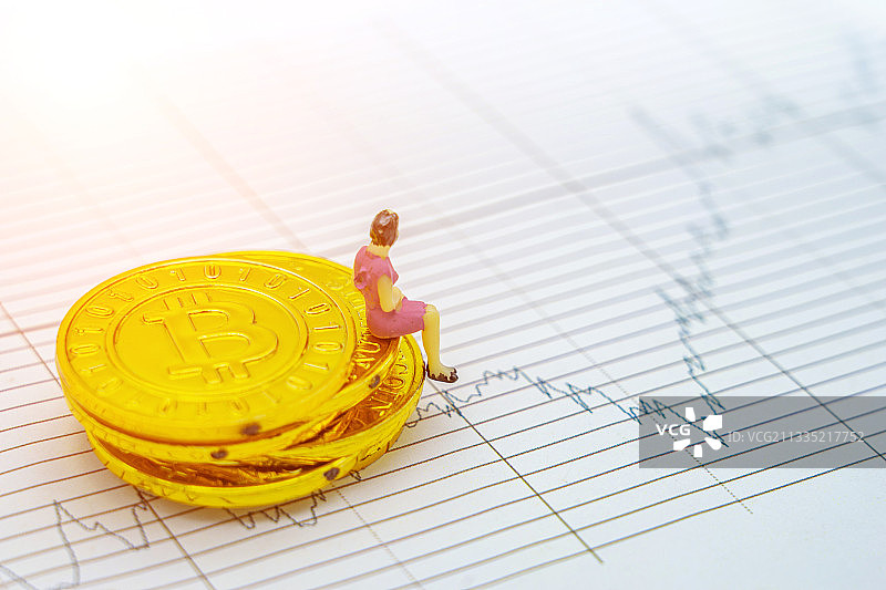 虚拟货币比特币交易行情走势概念图片素材