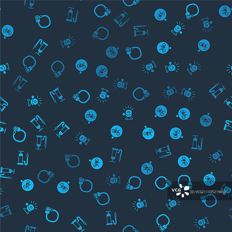 自行车锁、铃铛和气泵的无缝组合图片素材