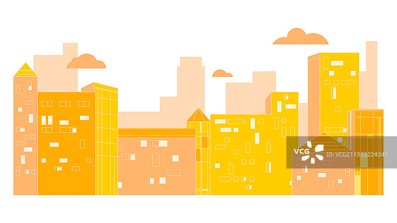 抽象城市建筑矢量插画元素图片素材