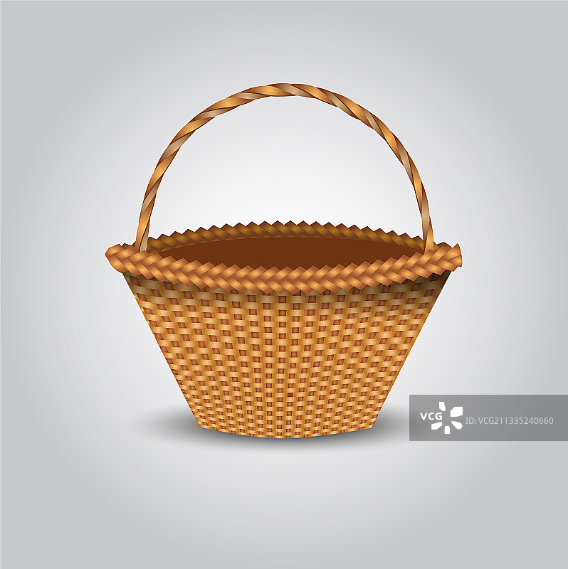 白色背景下的竹篮图片素材
