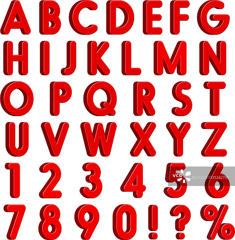 红色3D字母数字符号图片素材