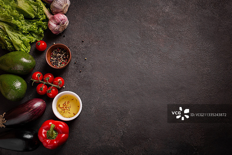 餐桌蔬菜俯视图图片素材