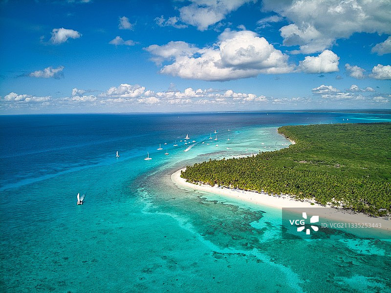 多米尼加共和国海岛海景航拍图片素材