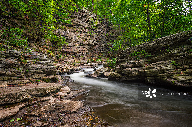 美国宾夕法尼亚州森林岩石溪流图片素材