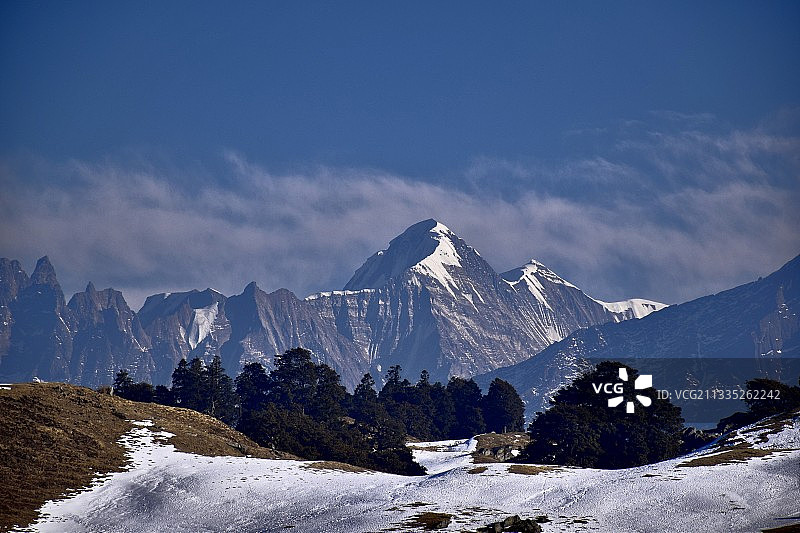 印度奥利雪山风景图片素材