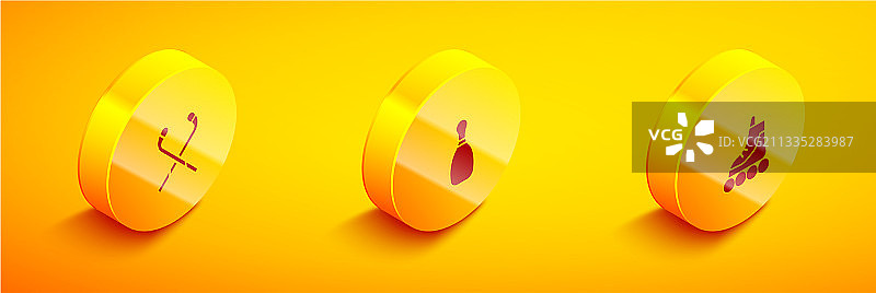 设置等距冰球棒，保龄球瓶和图片素材