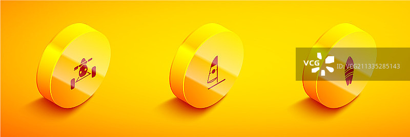 2.5D图标集：全地形车、摩托车、帆板图片素材