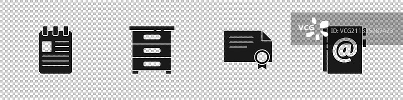 带文件的螺旋笔记本抽屉集合图片素材