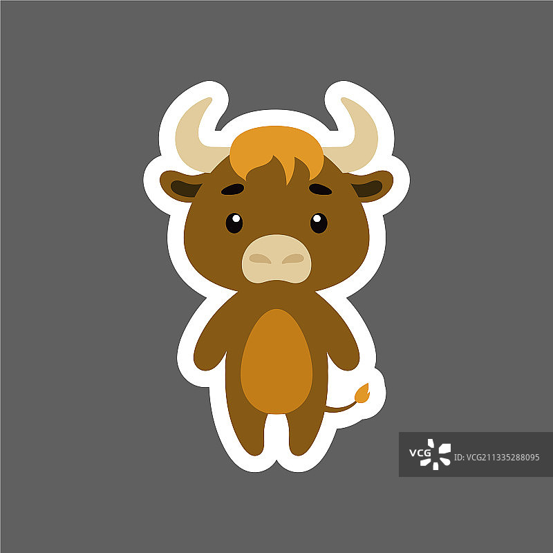 可爱的小麝牛贴纸卡通动物图片素材