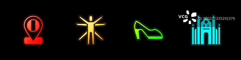 意大利国旗、维特鲁威人、女人和鞋子图片素材