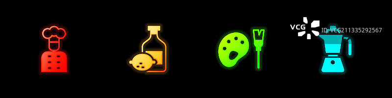 意大利厨师柠檬酒瓶画笔模型图片素材