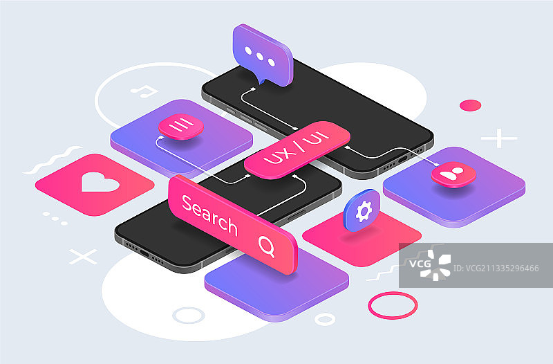 2.5D手机模型UI/UX设计概念图片素材