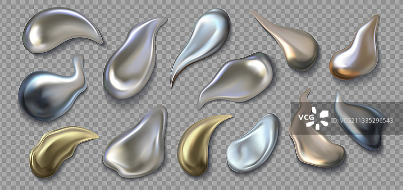 液态金属逼真3D铬银色涂抹图片素材