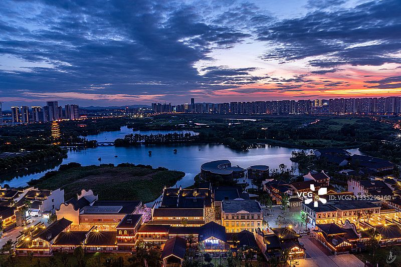 长沙洋湖湿地公园日落图片素材