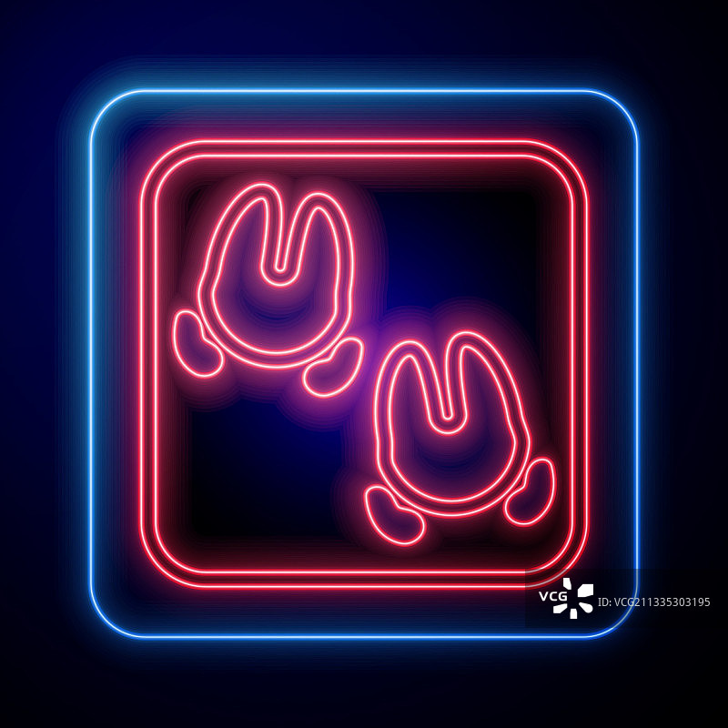 孤立的发光霓虹野猪爪印图标图片素材