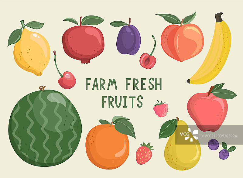 手绘水果和浆果元素大合集图片素材