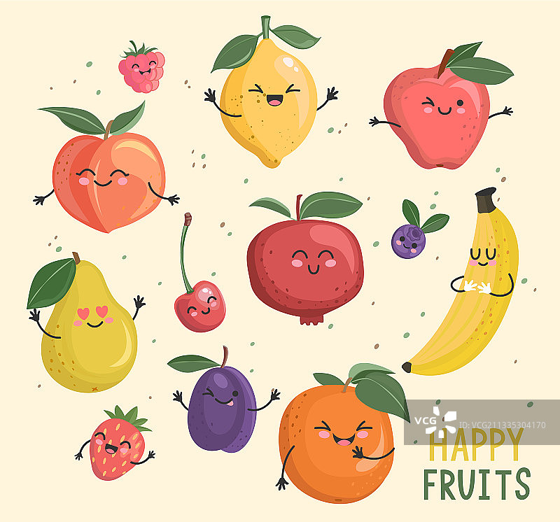 有趣的卡通水果角色合集图片素材