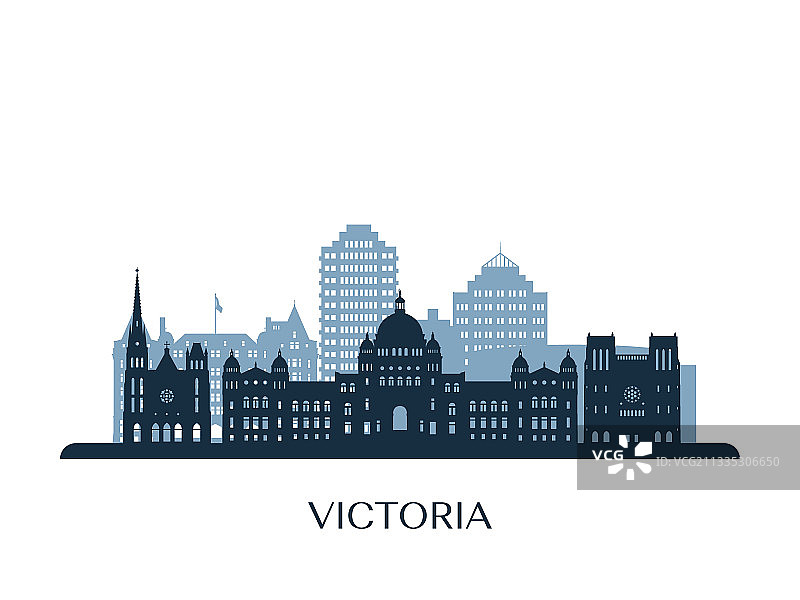 维多利亚天际线单色剪影图片素材