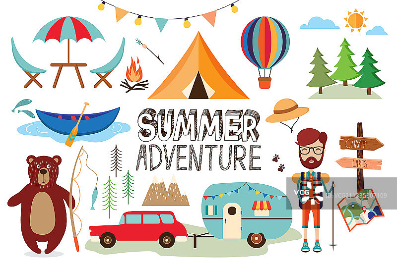 夏季露营元素合集图片素材