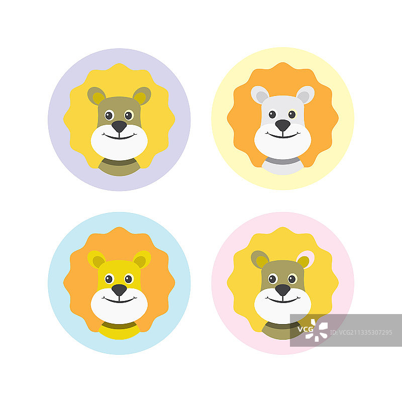 可爱狮子表情符号套装图片素材