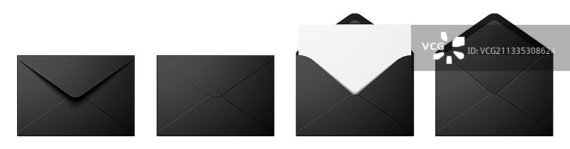 逼真黑色信封套装图片素材