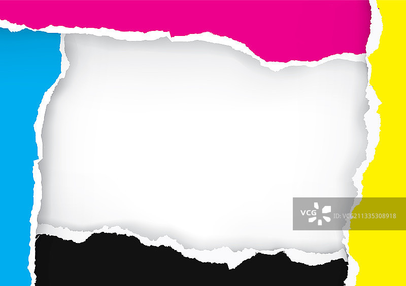 带有印刷色彩的撕裂纸张框架图片素材