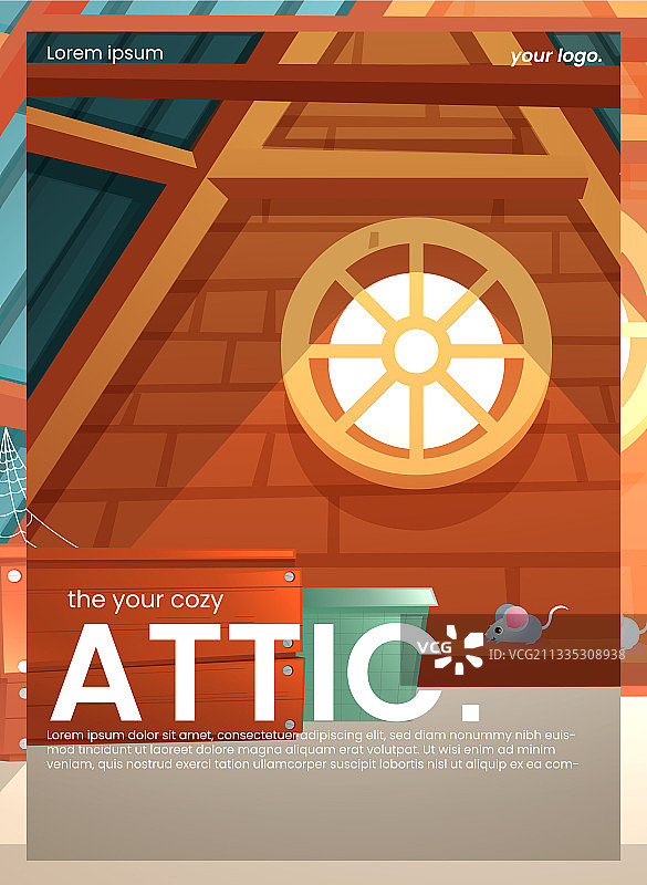 阁楼宣传单设计：古老房间内景图片素材