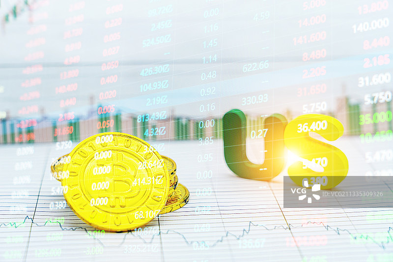 虚拟货币比特币交易行情走势概念图片素材