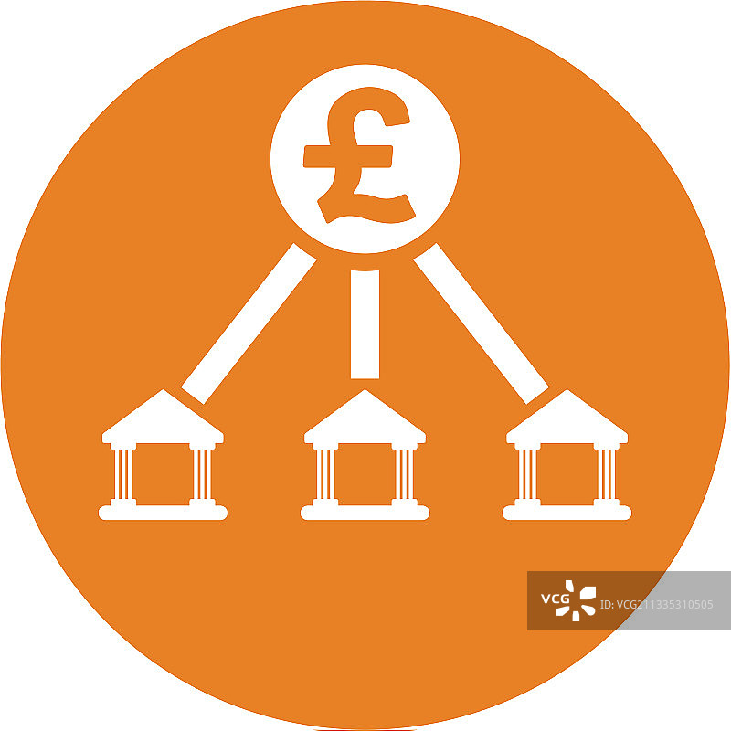 英镑银行组织图标（橙色）图片素材