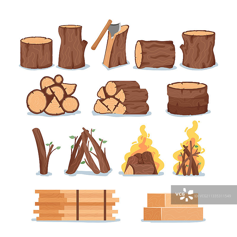 燃烧的木柴树木圆木切片图片素材