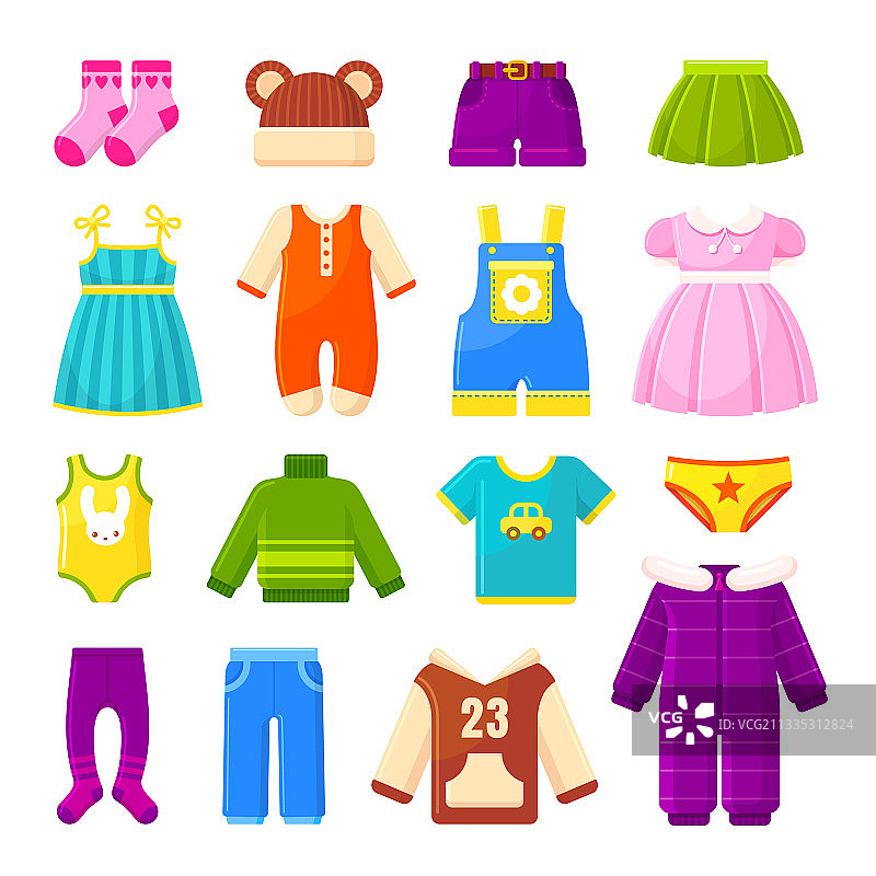 儿童服装扁平素材图片素材