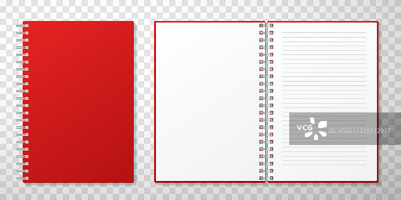 打开和关闭的逼真笔记本图片素材