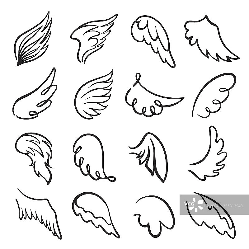 飞行翅膀线性图标合集图片素材