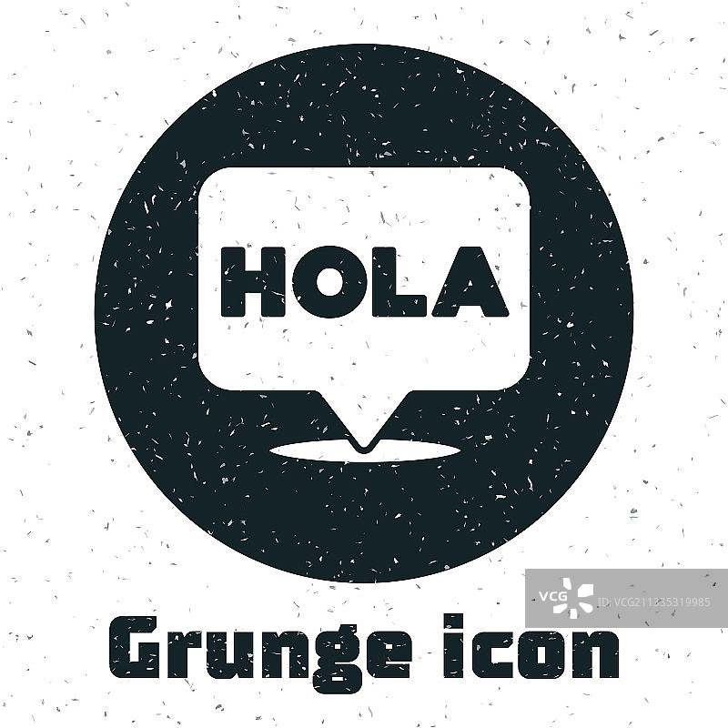 白色背景上的Grunge Hola图标图片素材