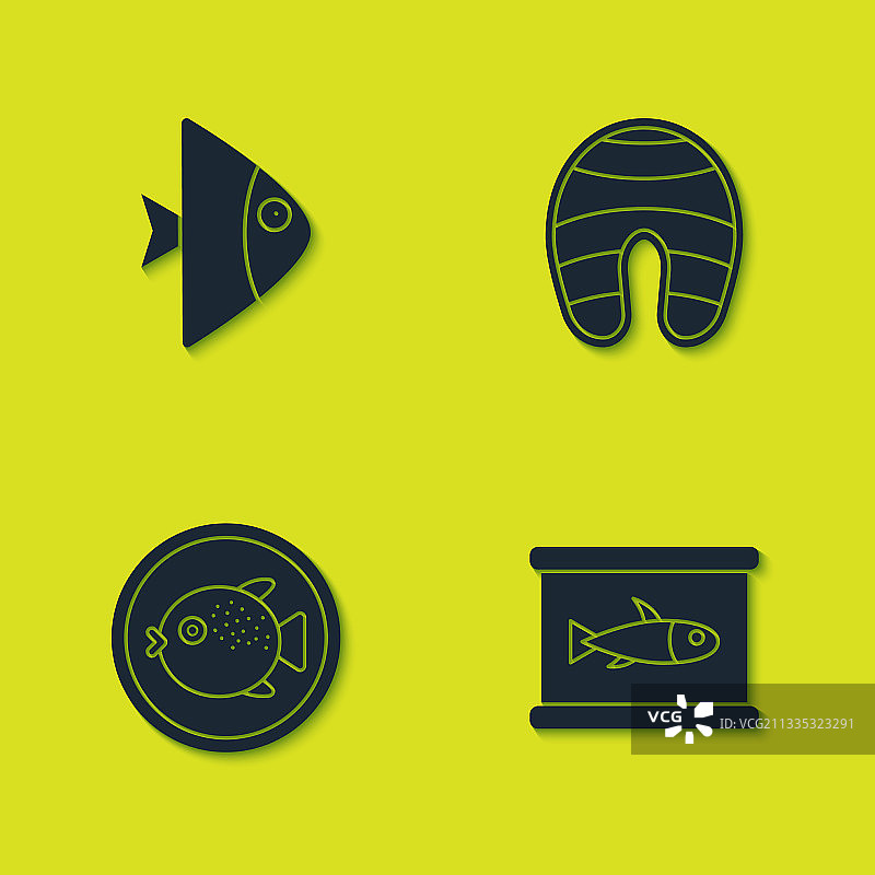 鱼、罐头鱼、河豚与牛排图片素材