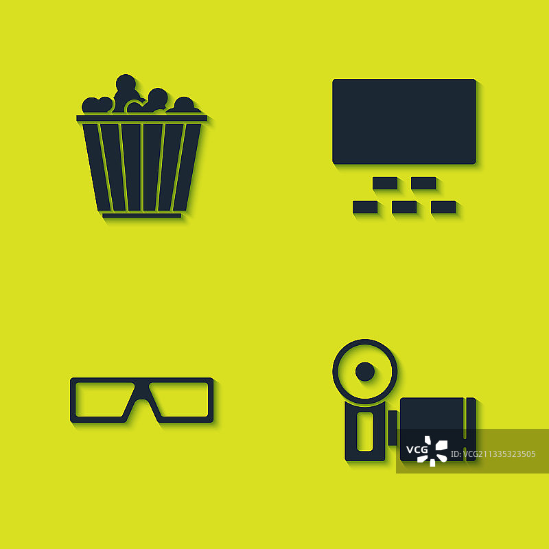 盒装爆米花电影摄影机3D电影院套装图片素材