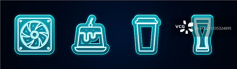 线条电脑散热器布丁卡仕达咖啡图片素材