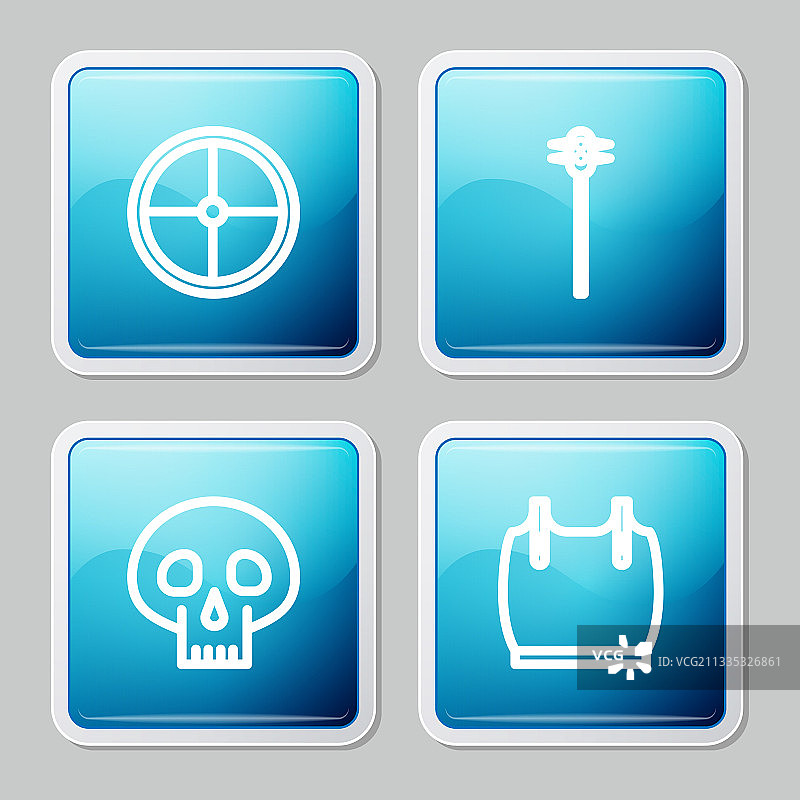 圆形木制盾牌中世纪锁链图片素材