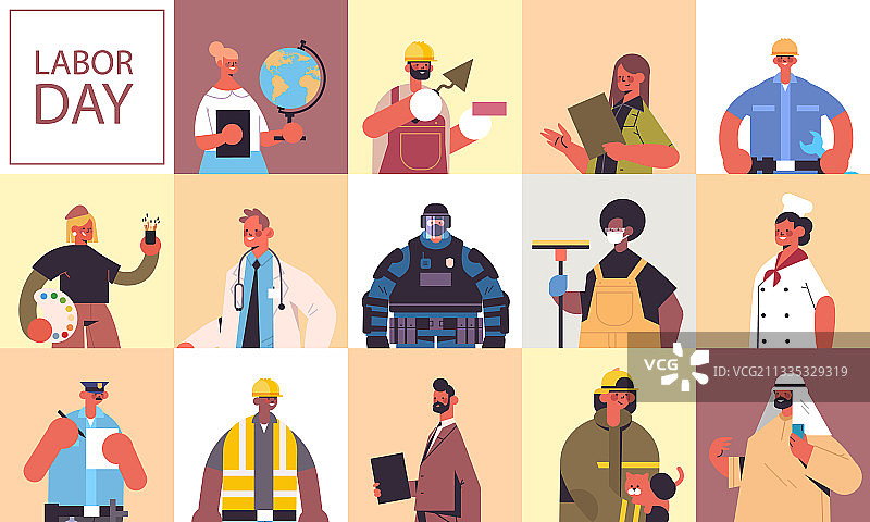 不同职业的人们庆祝图片素材