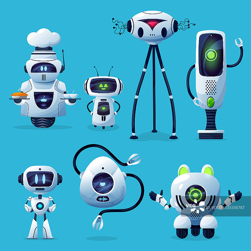 卡通机器人图标可爱的电子角色图片素材
