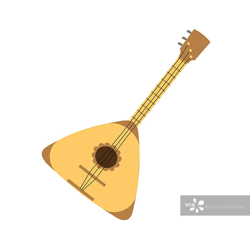 棕色巴拉莱卡琴图标，白色背景图片素材