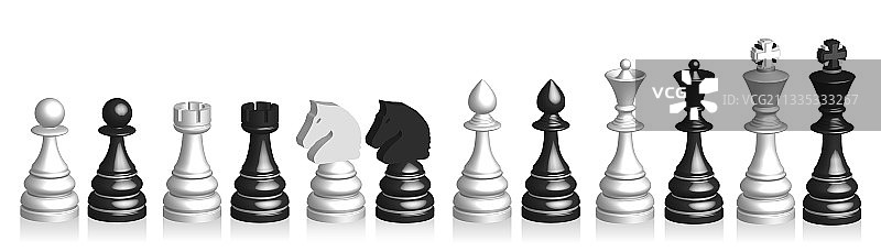 3D黑白国际象棋棋子：国王图片素材