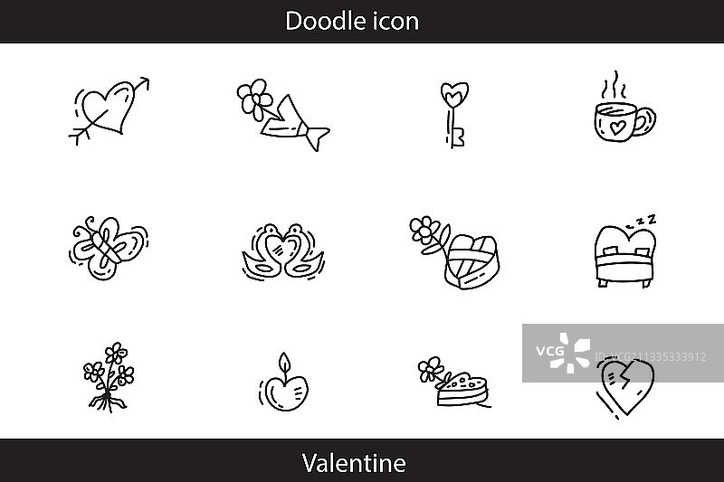 情人节涂鸦图标图片素材