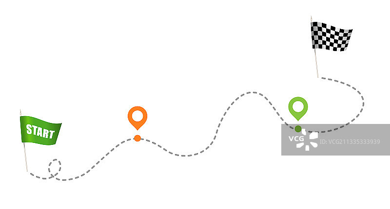 赛车用绿色旗帜和方格旗图片素材