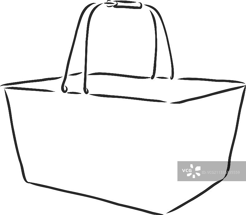 手绘塑料购物篮涂鸦图片素材