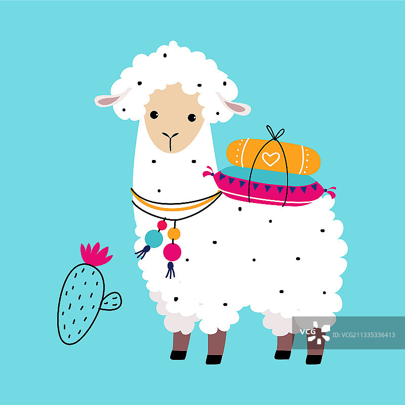 可爱的蓬松骆驼或羊驼图片素材