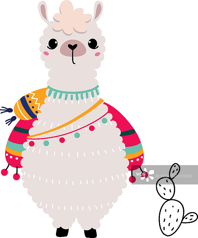 戴着针织围巾的漂亮羊驼图片素材